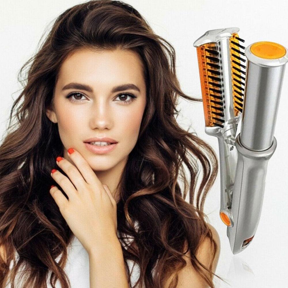 2 In 1 Rotating Brush Air Styler Comb Curling Iron Hair Brush Hairdressing Straight-roll Tool Dual-Purpose Styling Roll P0U5