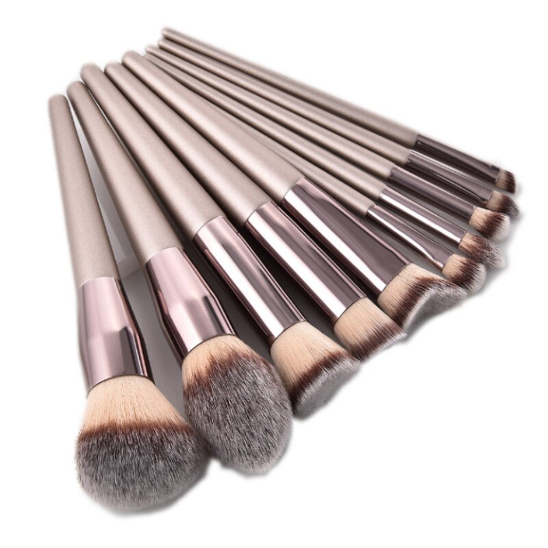 Luxe champagne make-up kwastenset voor foundation, poeder, blush, concealer, oogschaduw, lippen, oogmake-up kwast, schoonheid, cosmetica, gereedschap