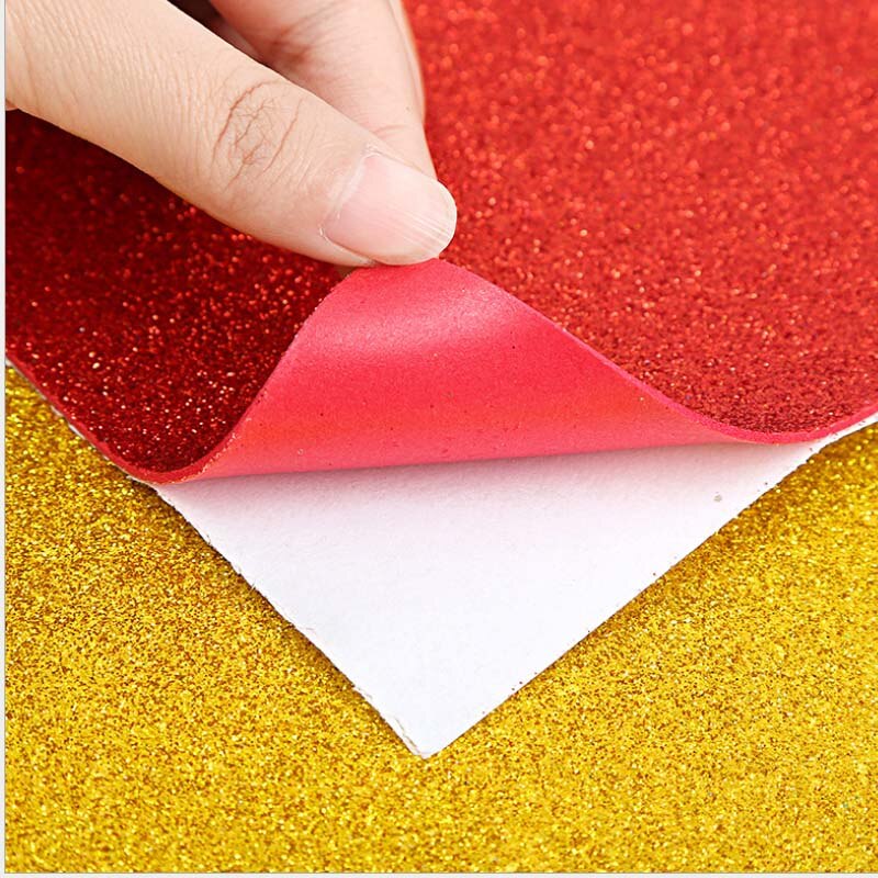 10pcs Self-Adhesive Sponge Paper Glitter Flash Gold Handcraft Foam Paper Sticker Sheets DIY Xmas Decoration