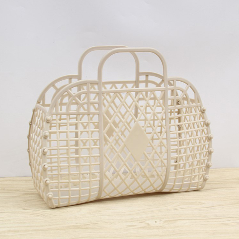 1pcs Bathroom Laundry Basket Foldable Mesh Portable Plastic Bathroom Laundry Basket Assemble the Wash Basket: Brown