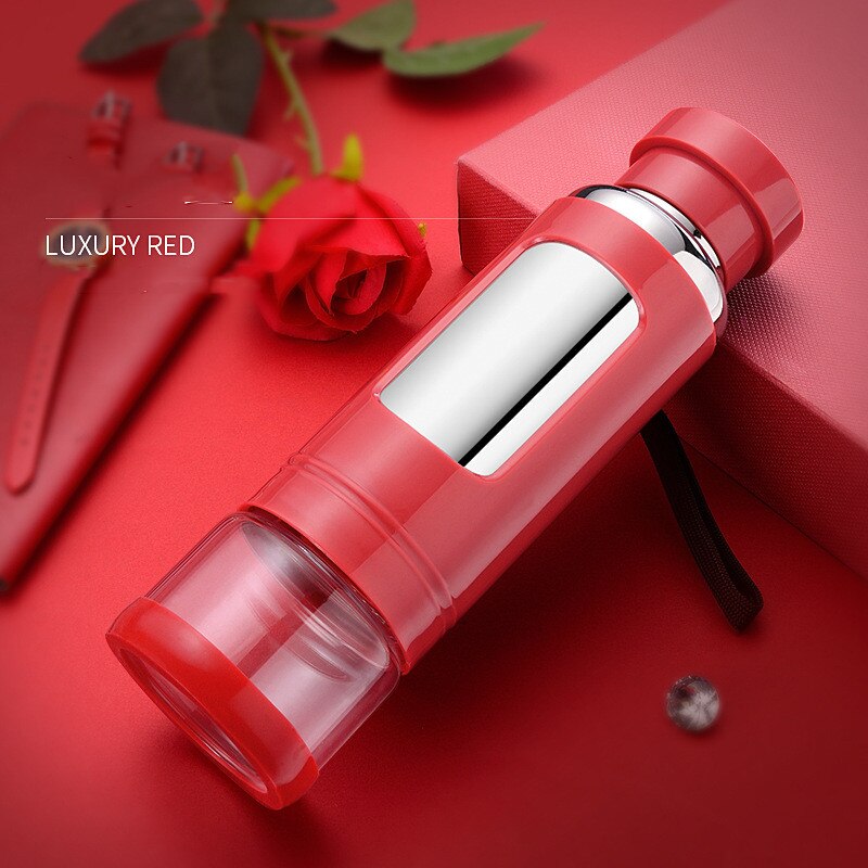 500ml Thermos Bottle Stainless Steel Thermos Cup Tea Vaccum Flasks Glass Tea Cup Office Thermos Mug Portable Travel Thermos Cups: RED