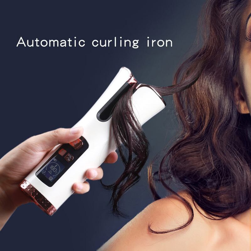 Wireless Automatic Hair Curler Cordless Rotating Curling Iron Stick LED Display Temperature Adjustable Wave styling Curler Wand