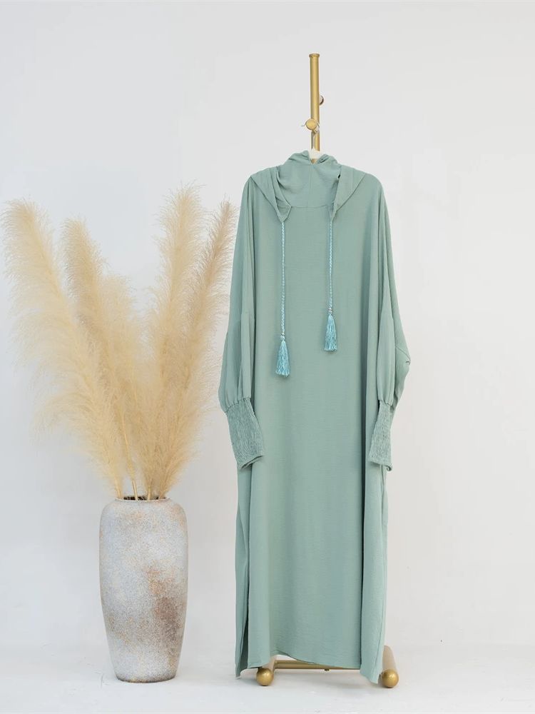 Ramadan Niqab Khimar Muslim Abaya Damen Dubai Turkey Islam Prayer Clothes Women Jilbab Modest Dress Kaftan Robe Femme Musulmane: S / Cyan