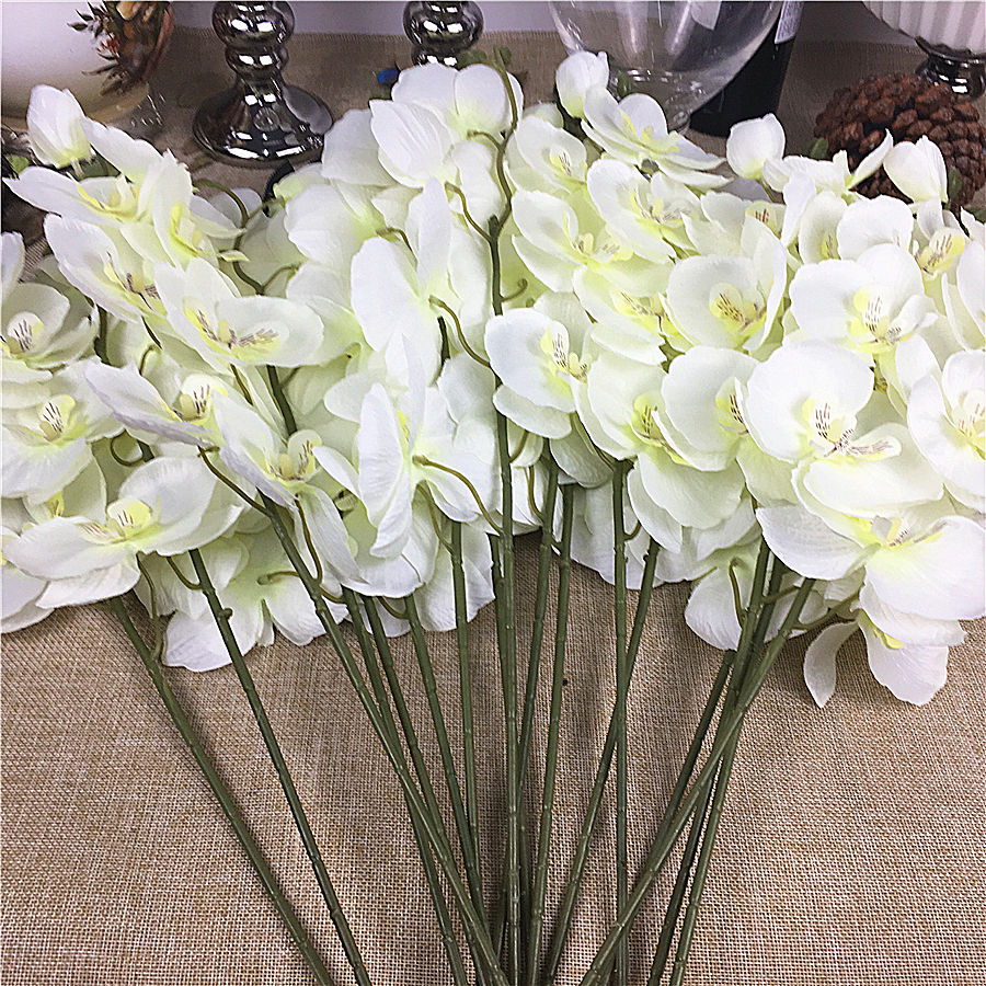 20 Stks/partij Witte Orchidee Takken Kunstbloemen Voor Wedding Party Decoratie Orchideeën Goedkope Bloemen