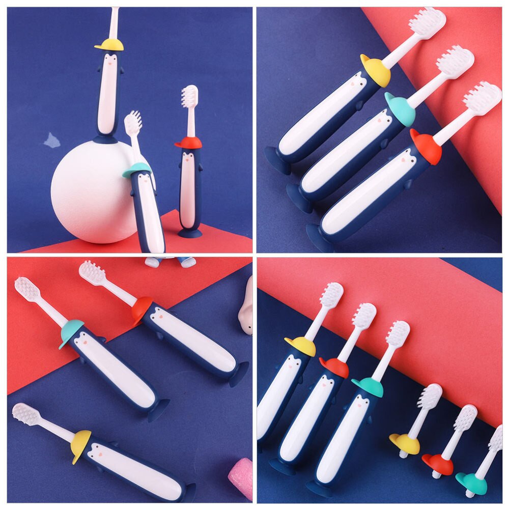 3pcs Cartoon Soft Bristles Toothbrushes Kid Cleaning Toothbrushes (Mixed Color)