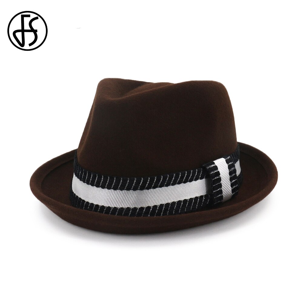 Chapeau fedora en laine marron pour homme et femme, style vintage, style royal, avec nœud carré, collection hiver