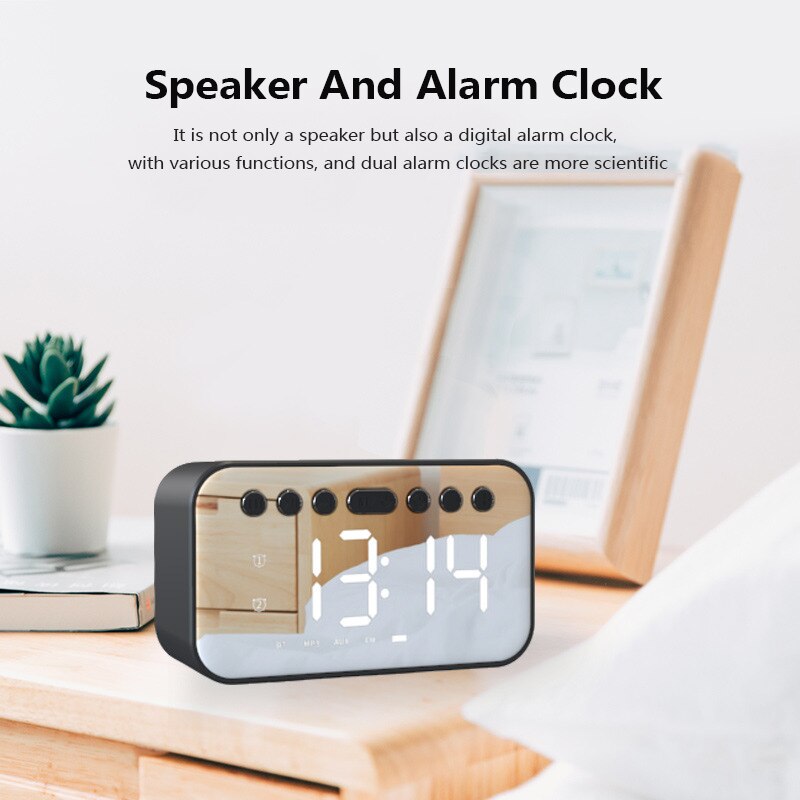 Mirror Digital Alarm Clock Radio With Bluetooth 5.0 Speaker Dual Alarms USB Charging Home Decoration Clock