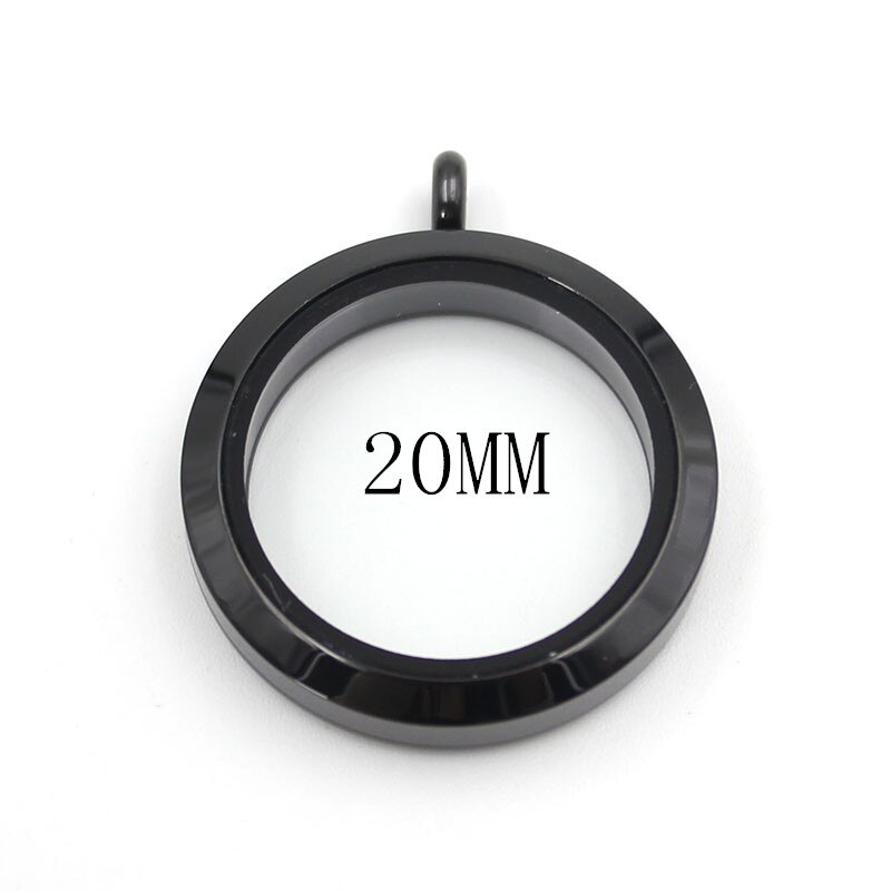 Top 20mm 25mm 30mm Waterproof Screw 316L Stainless Steel Floating Locket Pendant: black 20mm