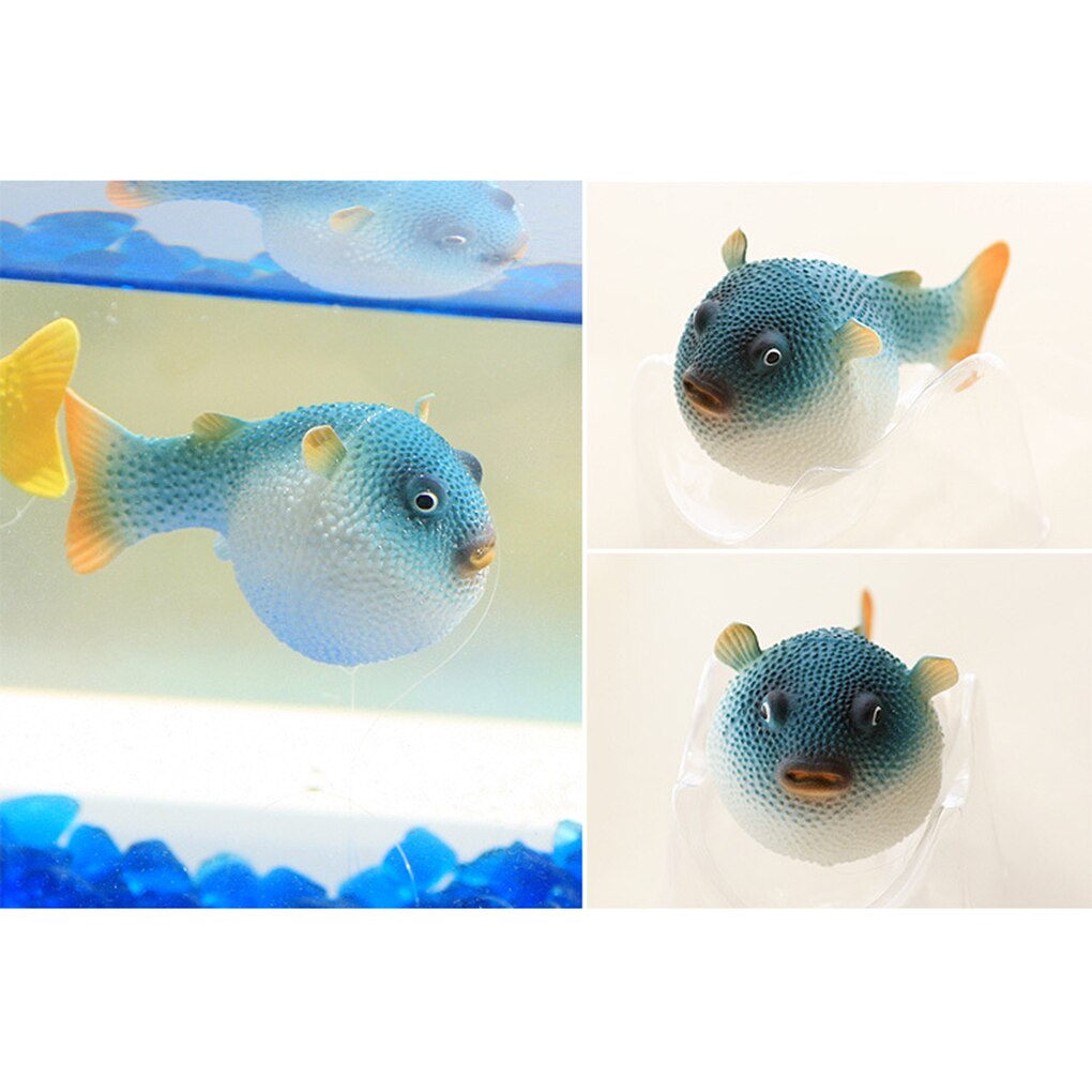 Landscaping Small Aquarium Puffer Fluorescent Simulation Puffer Fish Tank Decoration