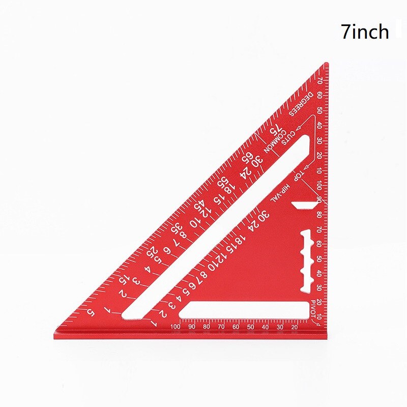 7'' Angle Protractor Aluminum Alloy Speed Square Measuring Ruler Miter For Framing Building Carpenter Measuring Tools