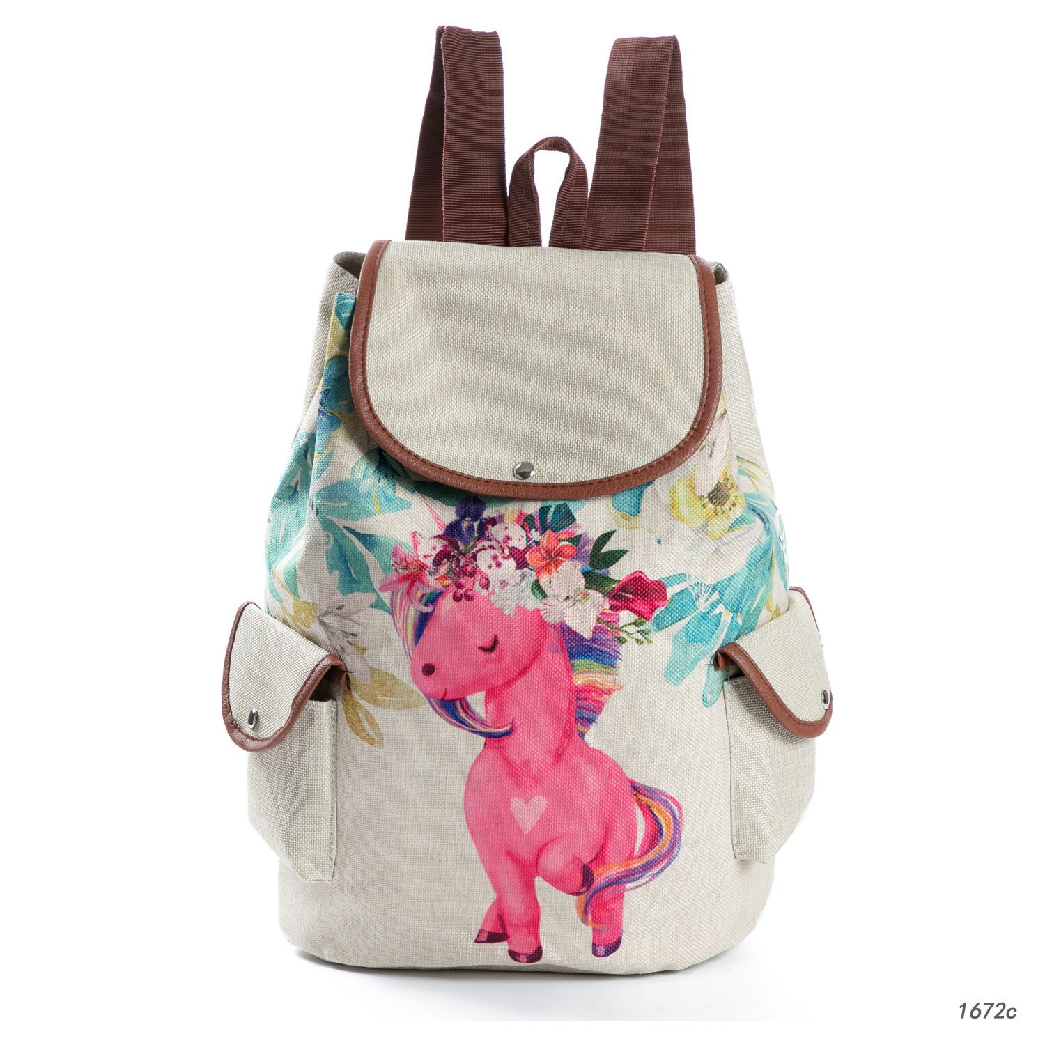 Schooltassen voor Meisjes Rugzak Mode Eenhoorn Gedrukt Trekkoord Reistassen Casual Canvas School Rugzak voor Tiener: Unicorn E