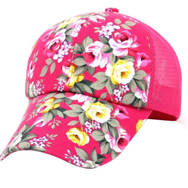 Hat Summer Women Sunhat Embroidery Cotton Baseball Hat Cap Boys Girls Snapback Hip Hop Flat Hats For Women: Hot Pink
