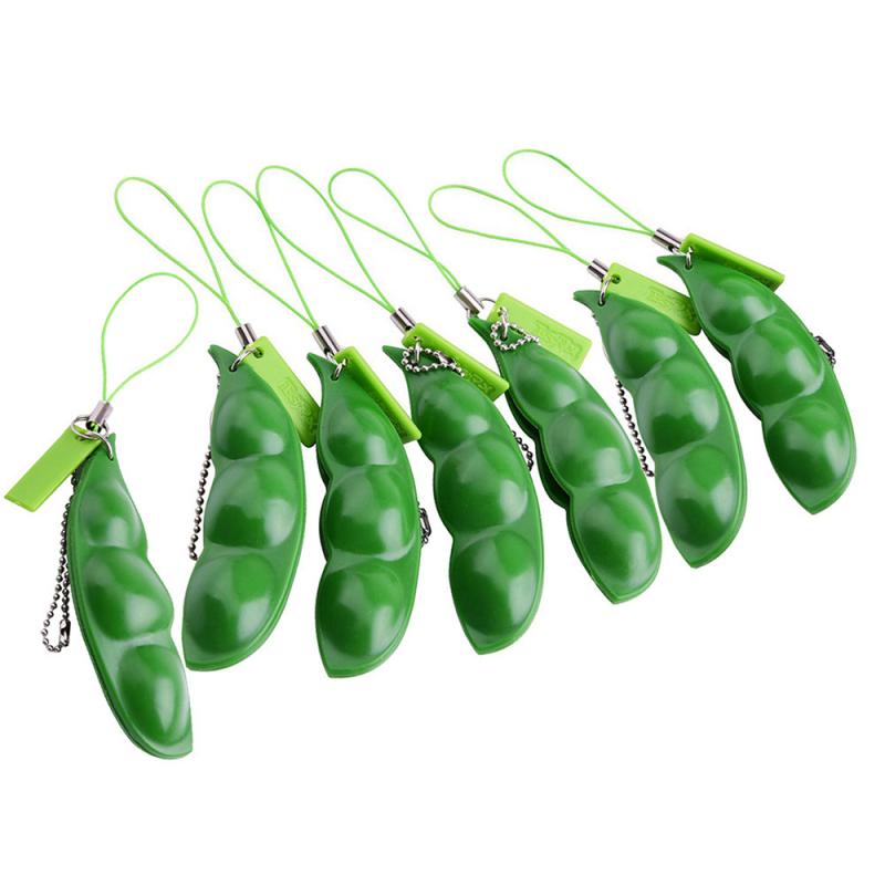 Extrudering ärtböna sojabönor edamame stressavlastning leksak nyckelring söt kul nyckelring ring paty väska charms prydnad