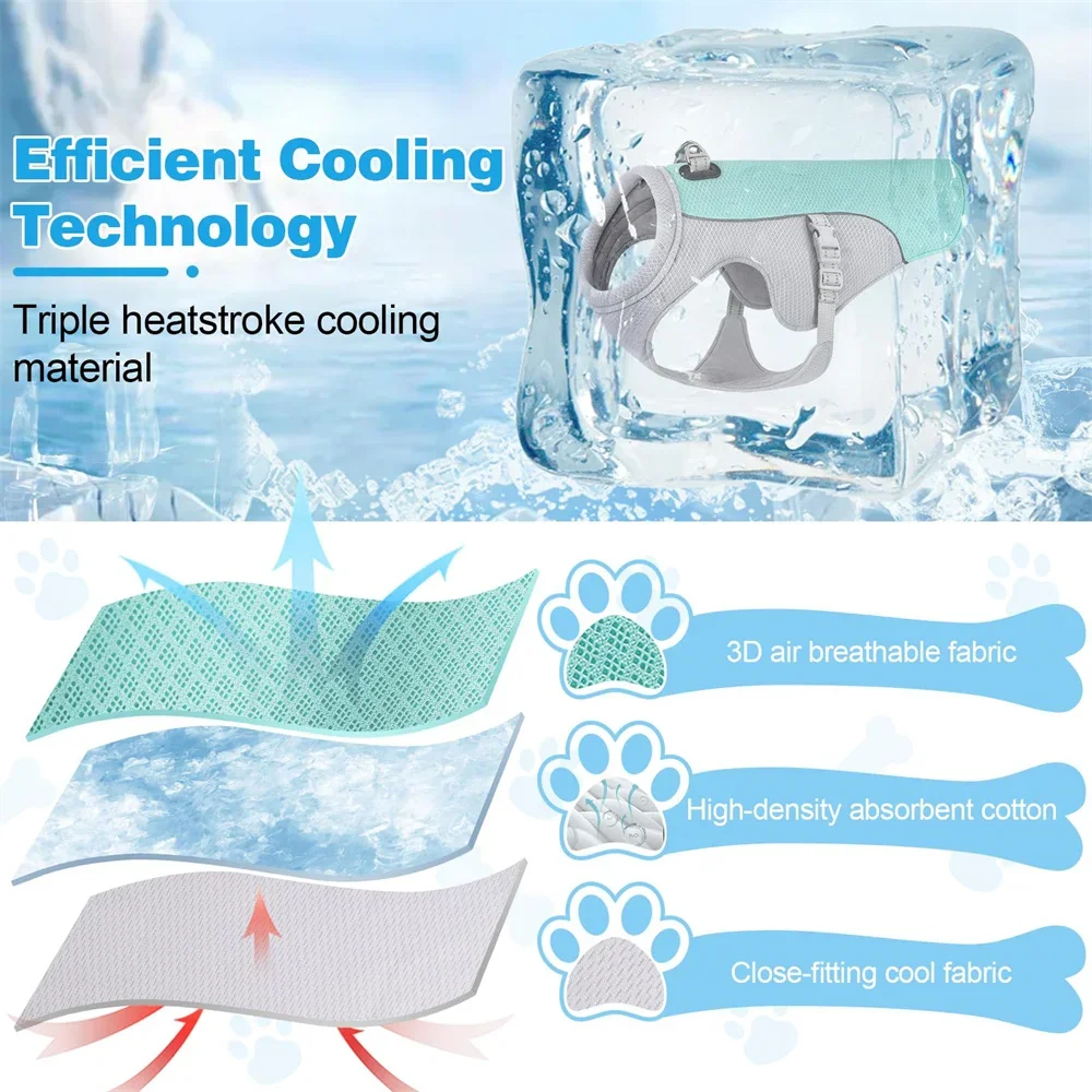 Sommerreflekterende kjølevest til hunder med hurtigutløsning til små, mellomstore hunder utendørs turgåing camping