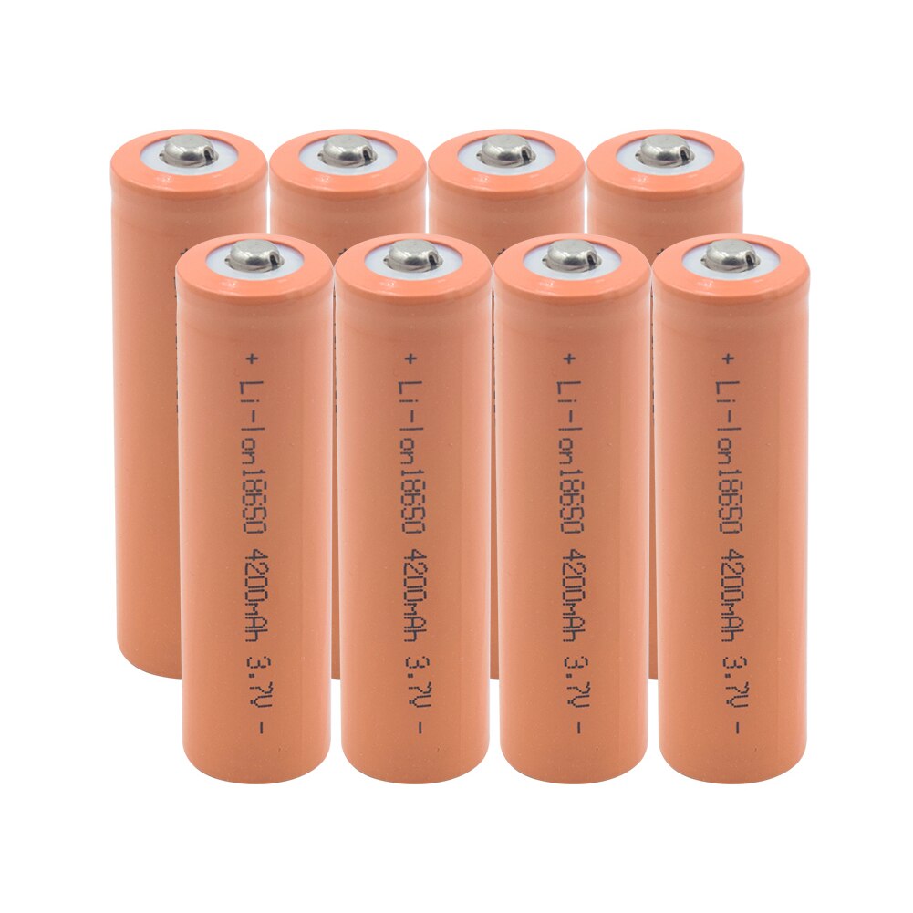 18650 Lithium Battery 3.7V 4200mAh Li-ion Cell Rechargeable power high discharge power bank For Flashlight Headlamp: 8 PCS