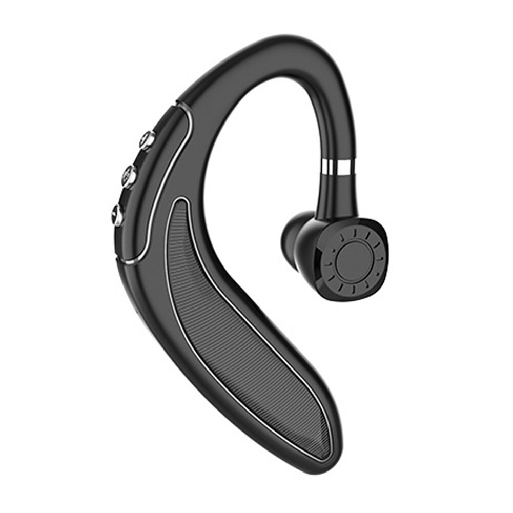 Bluetooth V5 Wireless Hands-Free Unilateral Hanging Ear Headset with Microphone Connect Two Devices Large-Capacity Battery: Black