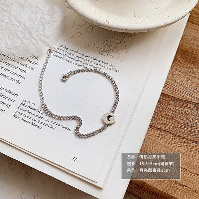 Budrovky Minimalistische Ronde Schijf Maan Zon Peadent Armband Voor Vrouwen Mannen Paar Armband Sieraden: YL