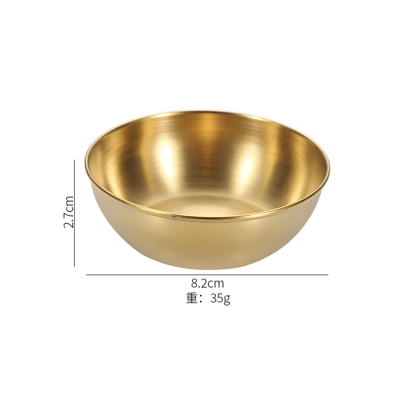 Plato de condimentos redondo de acero inoxidable, olla , cuenco para inmersión, taza pequeña para salsa de comida, vinagre de Sushi, platillo de soja, contenedor para aperitivos Tra