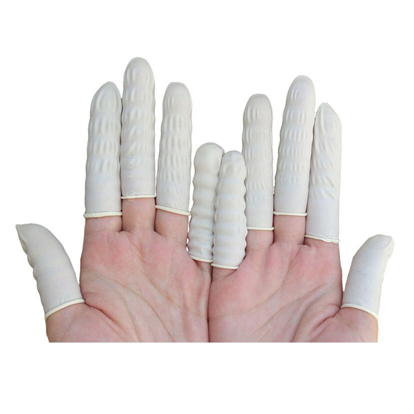 100 stk latex finger barnesenge manicure arbejdshandsker skridsikker antistatisk latex fingerspids fingre beskyttelse engangs gummidæksler