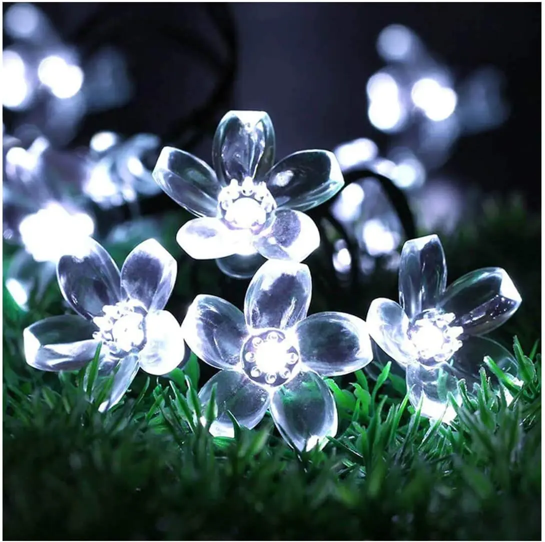 Solar Garden Light Led Flower Lighting Fairy String Lights Outdoor Christmas Chain Lamp Blossom Festoon Party Home Decoration: Orange / 0-5W