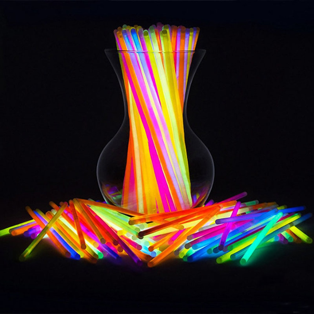 100 stuks lichtgevende gekleurde stokjes voor kerst, dansfeest, fluorescentielampen, doe-het-zelf, kostuums, decoratie, lichtgevend, kerst, dj, rave, gala, neon