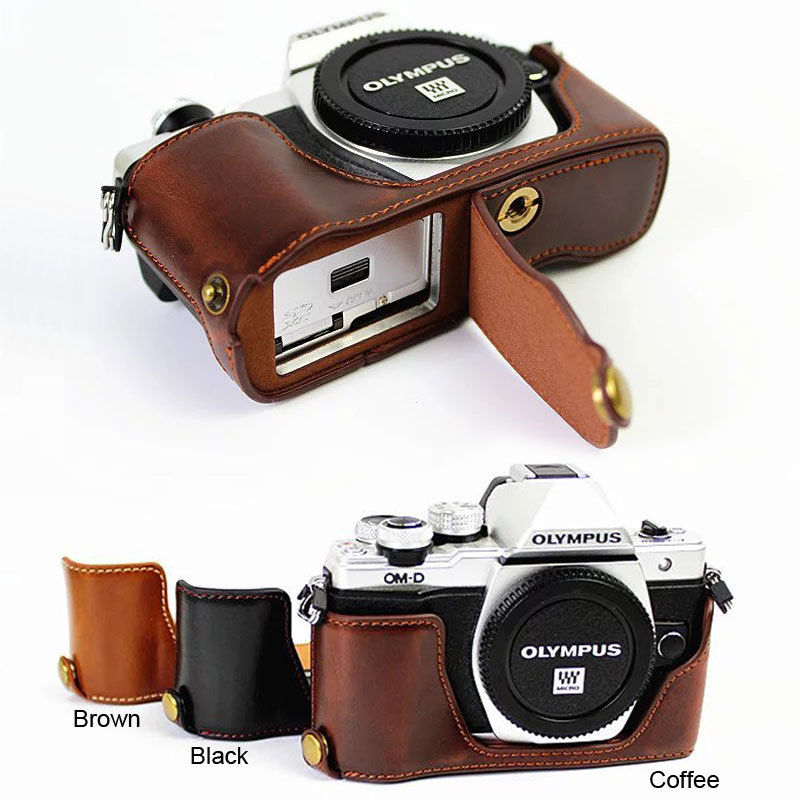 PU Leather Half Case Grip for Olympus OM-D OMD E-M10 Mark II EM10II EM10 M2 Camera Battery Opening
