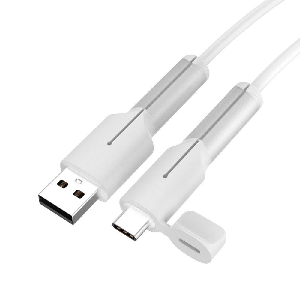 Kabelbeschermer Zachte Siliconen Hoes Type C Oplader Kabelbeschermer Praktische Accessoires: Zilver