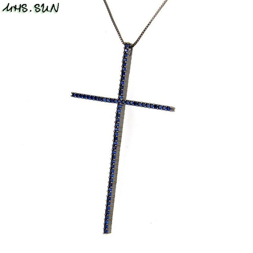 MHS.SUN CZ Zircon Big Cross Pendant Necklace For Men Women Hip Hop Gold/Silver/Black Chain Necklace Religion Jewelry 1PC: 7