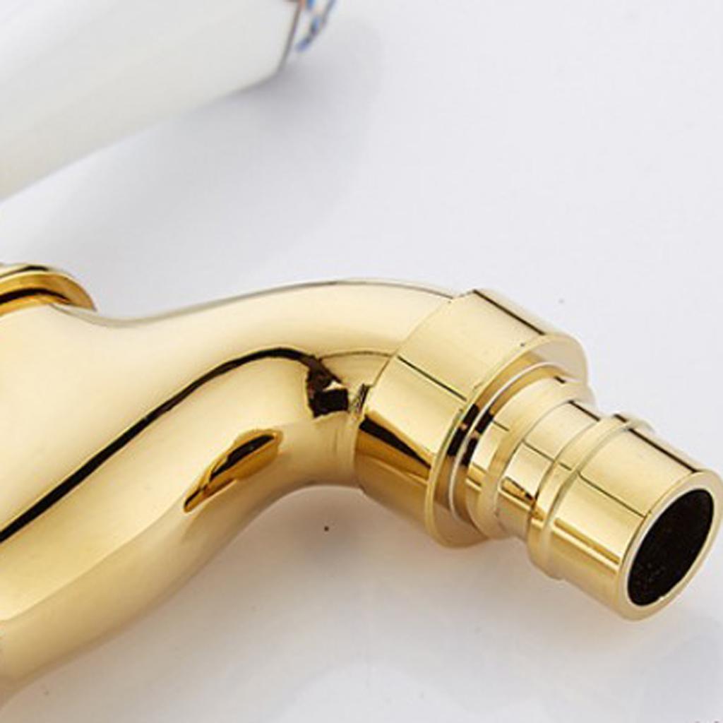 Wall-Mounted Faucet Bibcocks Brass Tap Decorative European Style Taps Washing Machine Mixing Valve 4 Points Single Cold Water