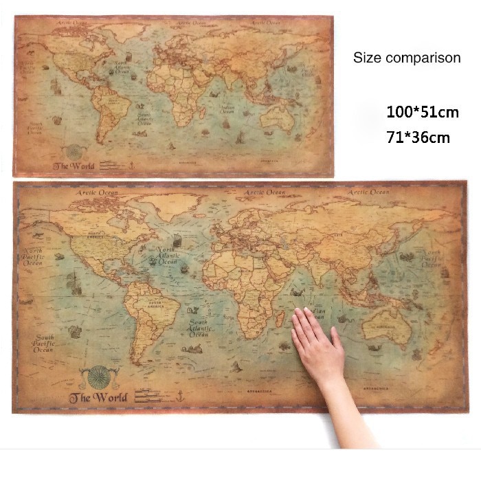 Nautical Ocean Sea world map Retro old Art Paper Painting Home Decor Sticker Living Room Poster Cafe Antique poster