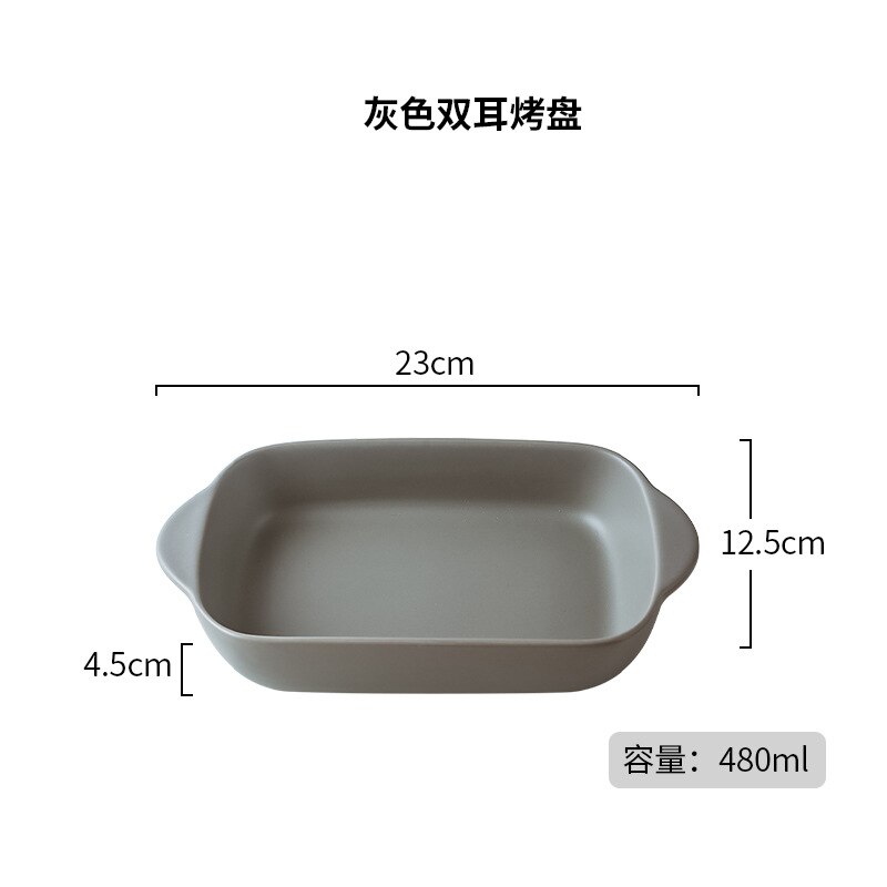 Ceramic Bakeware Set,Rectangular Baking Dish Lasagna Pans for Cooking,Kitchen,Cake Dinner,Banquet and Daily Use,of Baking Pans: Light Grey
