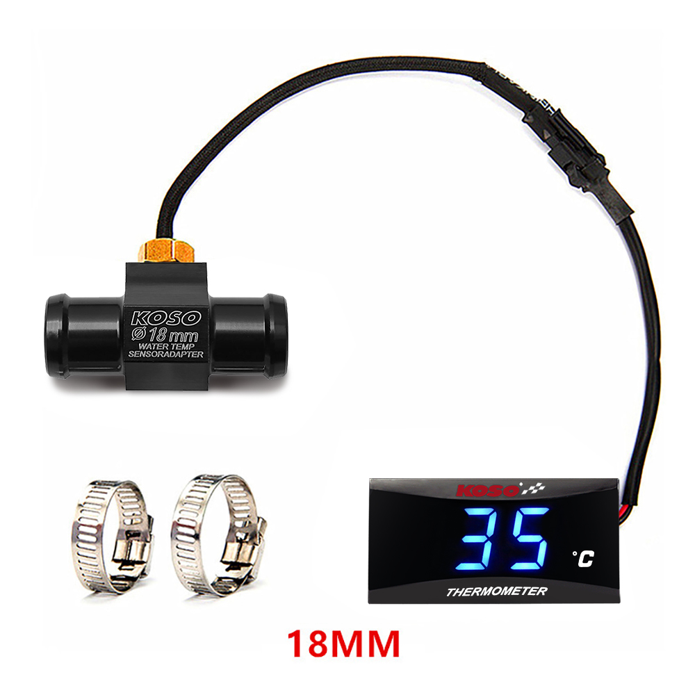 KOSO Motorrad Wassertemperatur Minimessgerät Universal- LCD Digitaler Bildschirm Sensor Thermomete SAMCI Temperaturanzeige: Orange