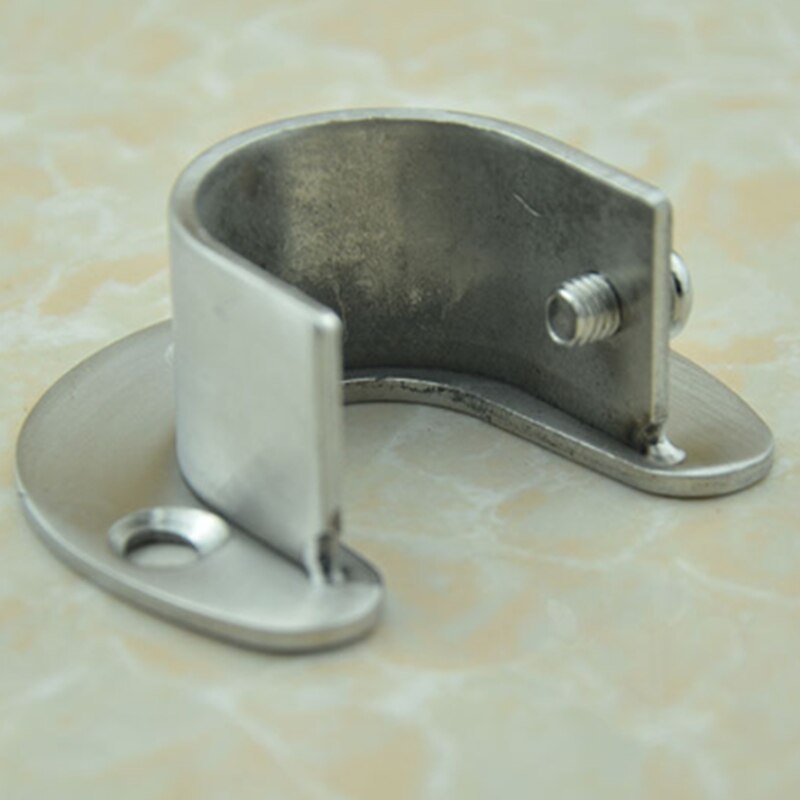 Stainless Steel Closet Closet Bracket, U-Shaped Open Socket Bracket, Shower Curtain Rod End Support Sleeve Flange
