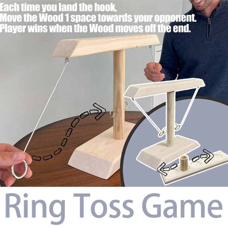 Ring Toss Spelletjes Voor Kinderen Volwassenen Houten Mini Ring Toss Spel Met Shot Ladder Bundel Toss Bumperkleven Game Set Voor 2 Haken