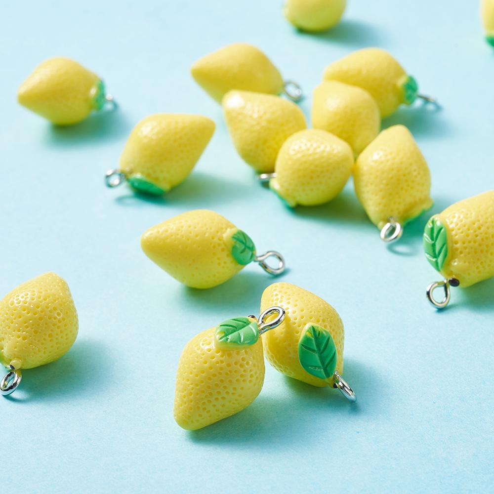 200 pièces mignon citron résine breloques pendentifs Fit collier à faire soi-même boucles d'oreilles porte-clés fabrication de bijoux accessoires faits à la main