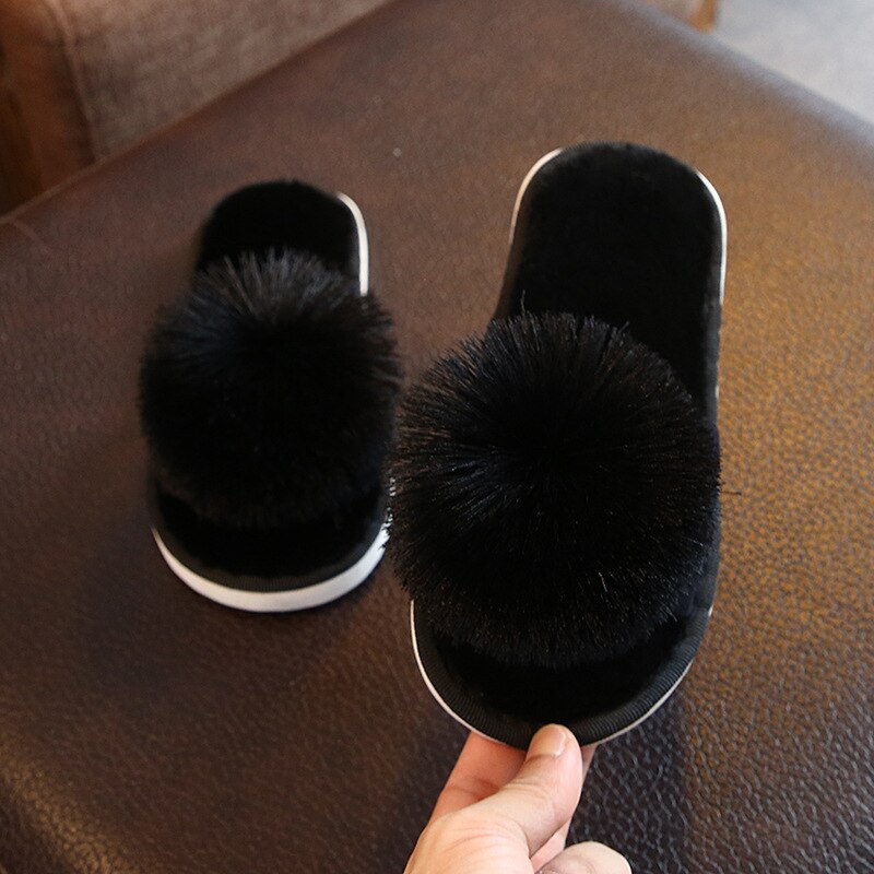 Vinter børn hjemmesko småbørn piger flip flop plys baby indendørs sko varme børn hjemmesko med plys bold sjt 008