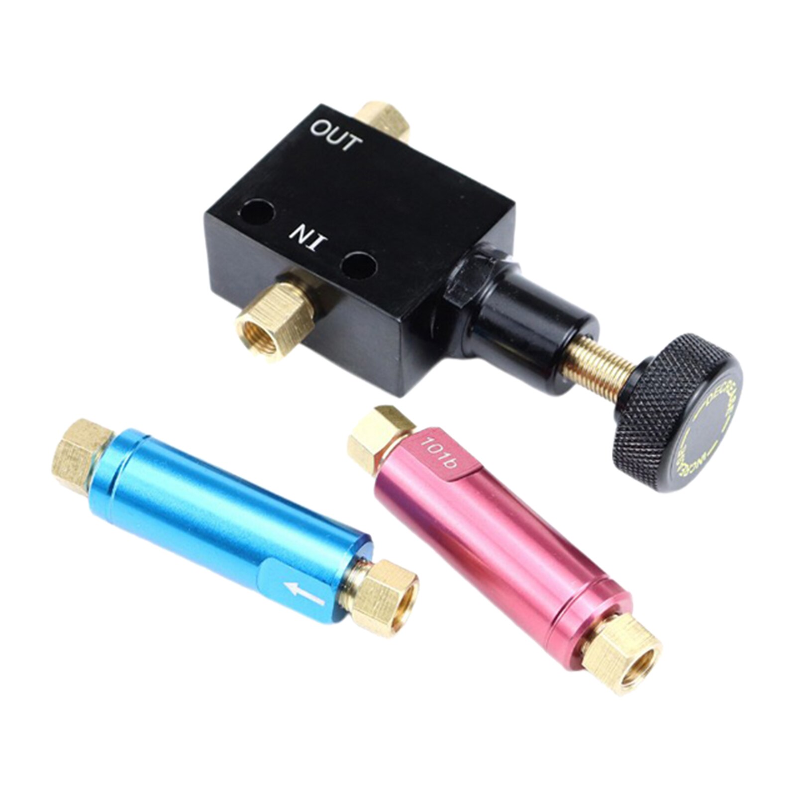 Metal Black Universal Adjustable Proportion Brake Valve and 2lb 10lb Residual Valve Kit Disc/Drum