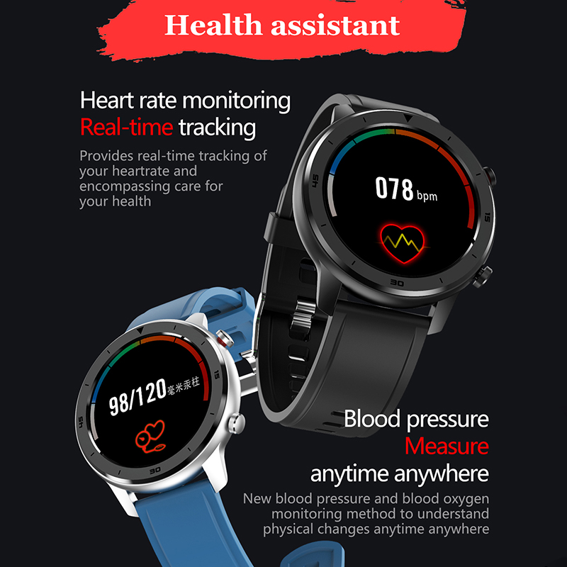 LIGE IP68 étanche montre intelligente hommes fréquence cardiaque surveillance de la pression artérielle plein écran tactile contrôle de la musique Sport Smartwatch