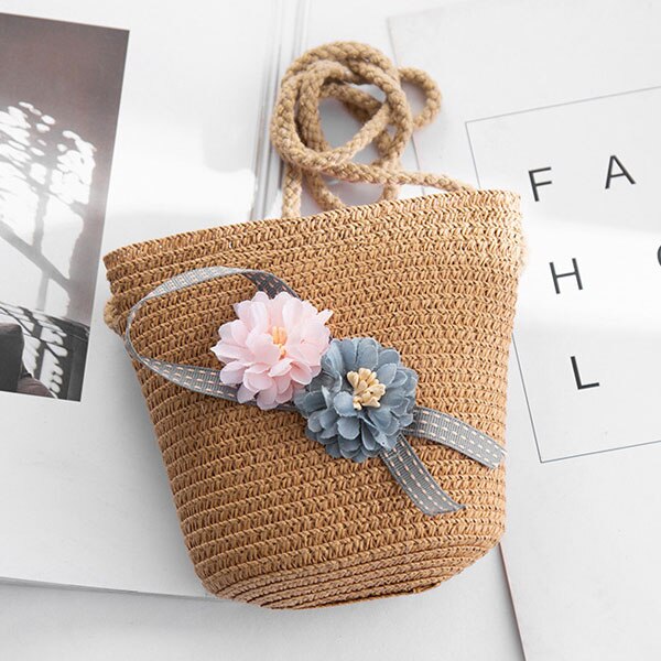 Zomer Rits Portemonnee Handgemaakte Stro Tassen Kinderen Mini Schoudertas Meisjes Handtassen Kinderen Leuke Strand Cross Body tas: B-3