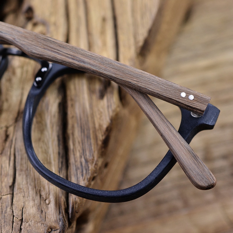 Posesion Vintage Wooden Eyeglasses Frames Wood Retro Men Women Optical Prescription Recipe Glasses Frame with Clear Lens Eyewear