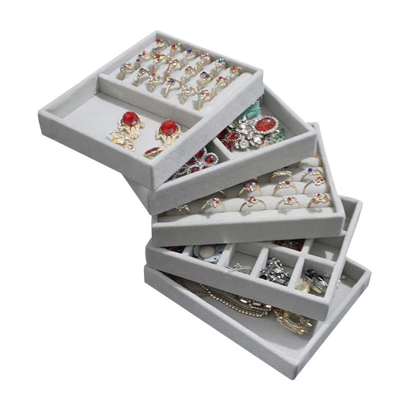 Velvet Jewelry Ring Display Organizer Case Tray Holder Necklace Earrings Bangle Storage Box Showcase Jewelry Stand Holder