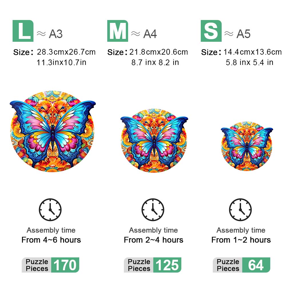 Wooden puzzle Butterfly box Beautiful for Thanksgiving irregularly shaped animal puzzle for adults to decompress