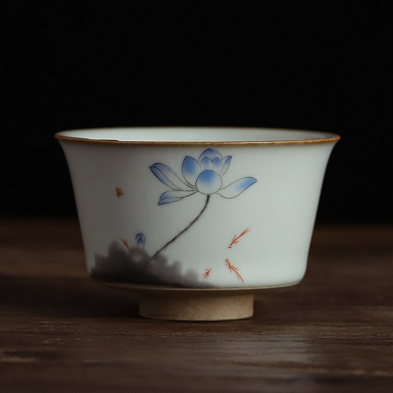 Tazón de té Personal para el hogar, taza maestra hecha a mano, taza de té de cerámica Retro de porcelana ru-china, artículos de gres para té, tazas de té: Zen cup F