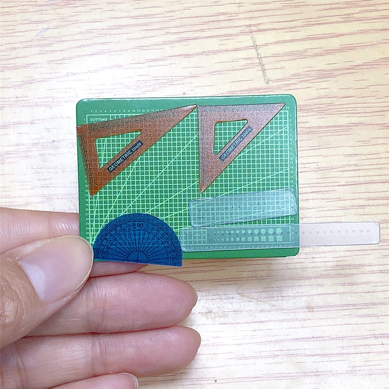 6 Stks/set 1:12 Schaal Poppenhuis Miniatuur Snijden Mat Schaar Ruler Accessoires