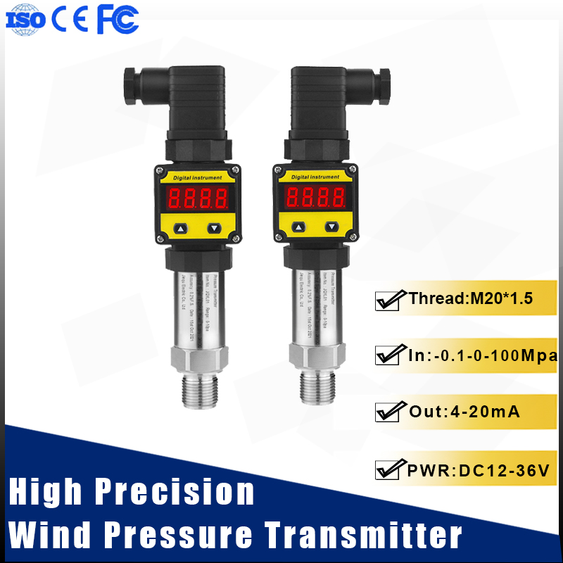 LED Display Pressure Transmitter 4-20mA Output Air Pressure Water Pressure Oil Pressure Hydraulic Sensor M20*1.5 Thread DC24V