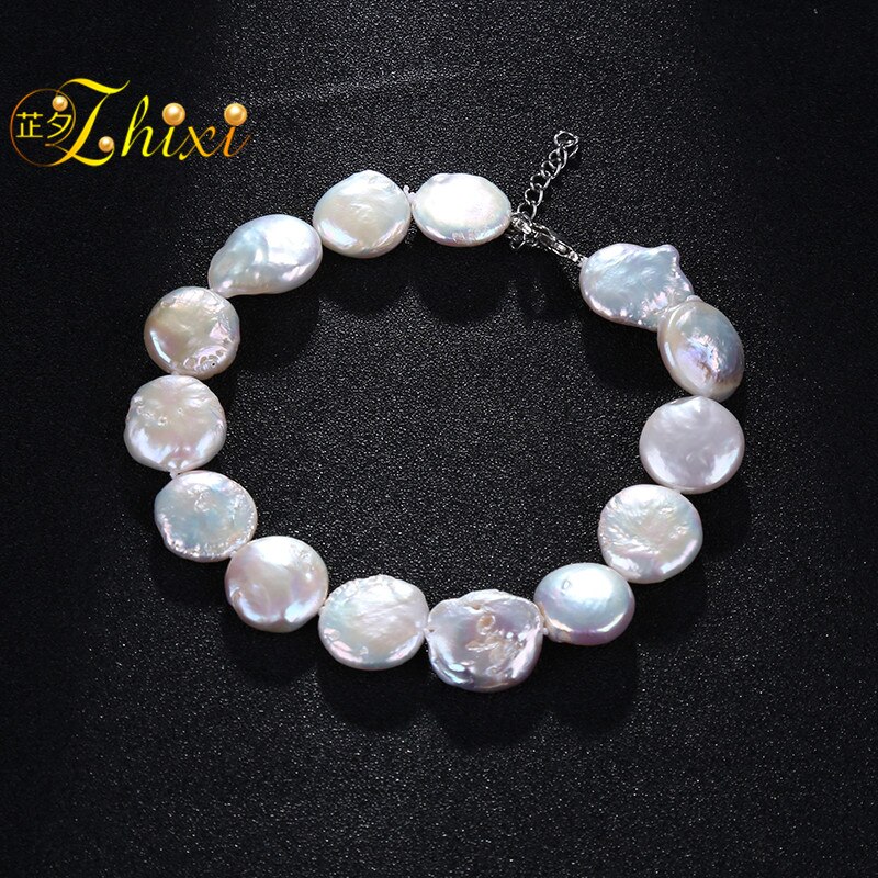 [ZHIXI] Real Água Doce da Pérola Barroca Jóias Tornozeleiras 12-13mm Trendy belas jewlery Para As Mulheres Do Partido Da Menina [F201]