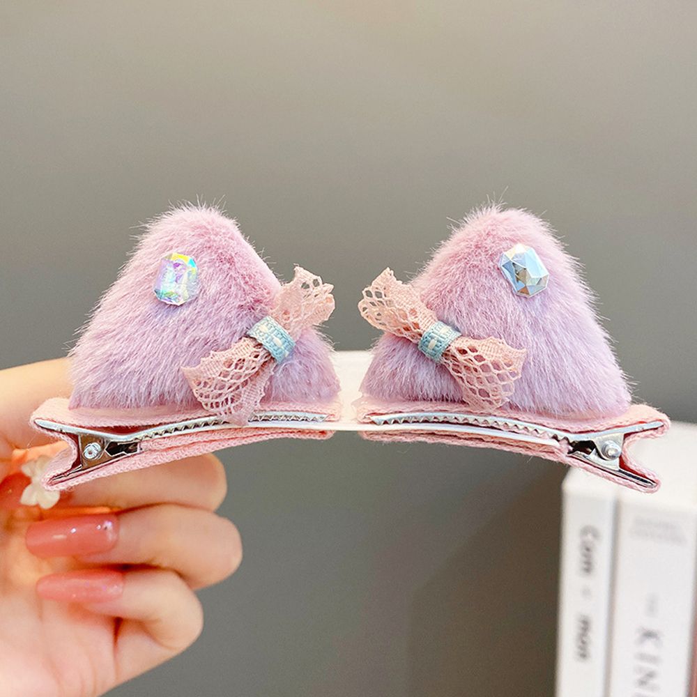 Pinzas para el pelo de felpa con forma de orejas de gato para niños, horquillas con lazo para bebé, accesorios para el cabello, accesorios para fotos, horquillas de bola de felpa: G
