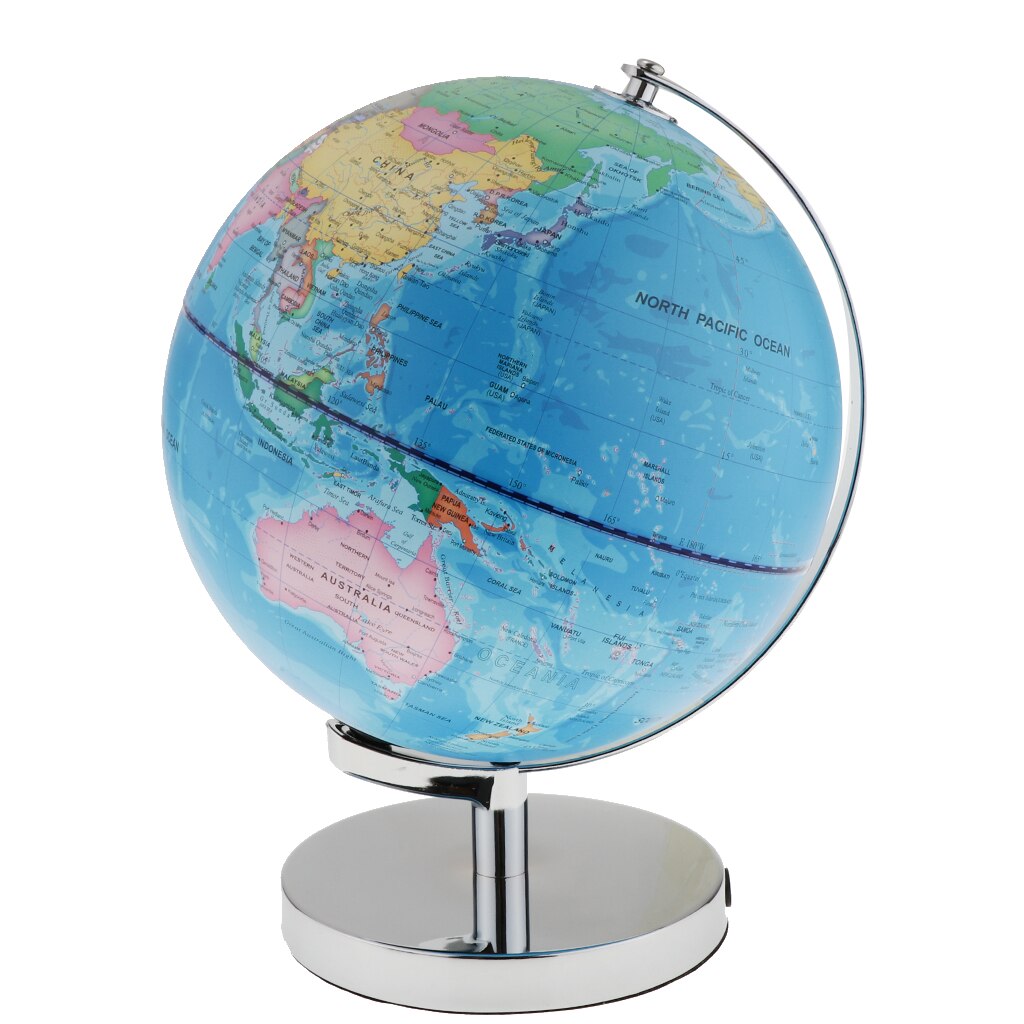 Illuminated Spinning World Globe Constellation Map Globe Night Light Lamp with Metal Stand for Bedroom Decoration
