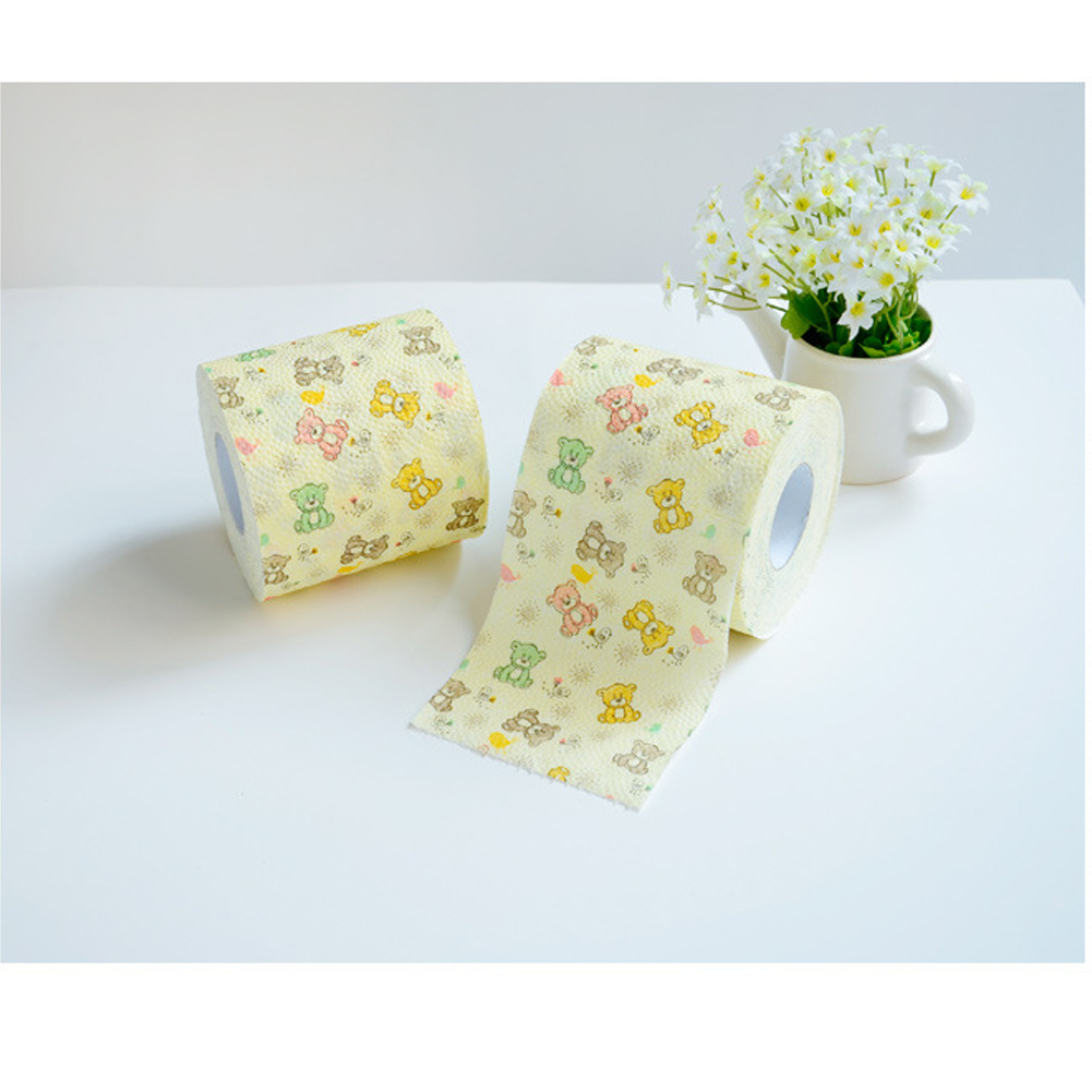 1pcs Bear Printing Roll Paper Towel Cute Cartoon Core Bath Toilet Roll Paper 3-Layers Tissue Wetable Household Toilet Paper