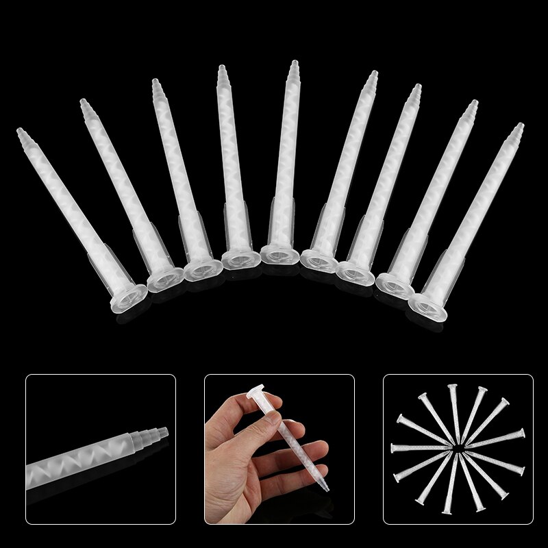 50pcs MA5.4-17S PP Static Mixer Mixing Nozzle AB Plastic Mixed Glue Nozzle 103.6mm for Epoxy Resin Adhesive Tool 50ml